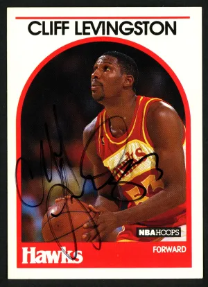 Cliff Levingston Autographed 1989-90 Hoops Card #22 Atlanta Hawks SKU #149747