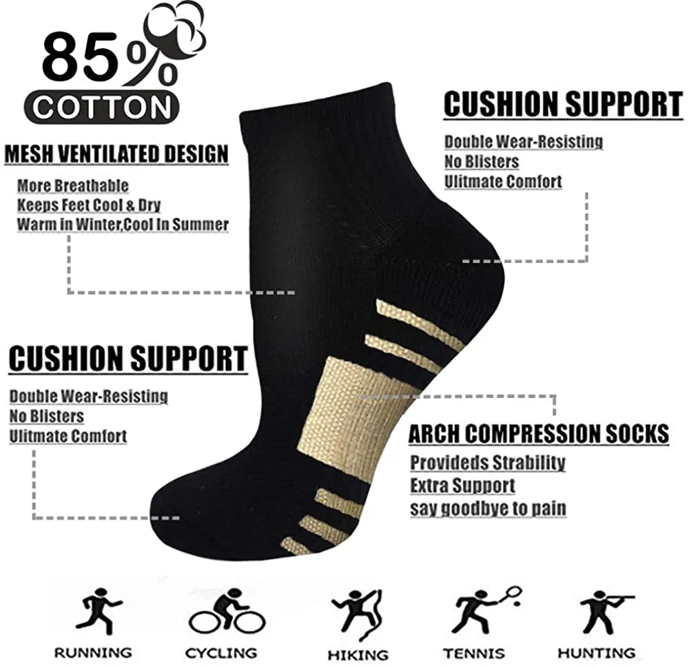 Copper Compression Socks for Men & Women Circulation- Plantar Fasciitis Socks Support for Athletic Running Cycling