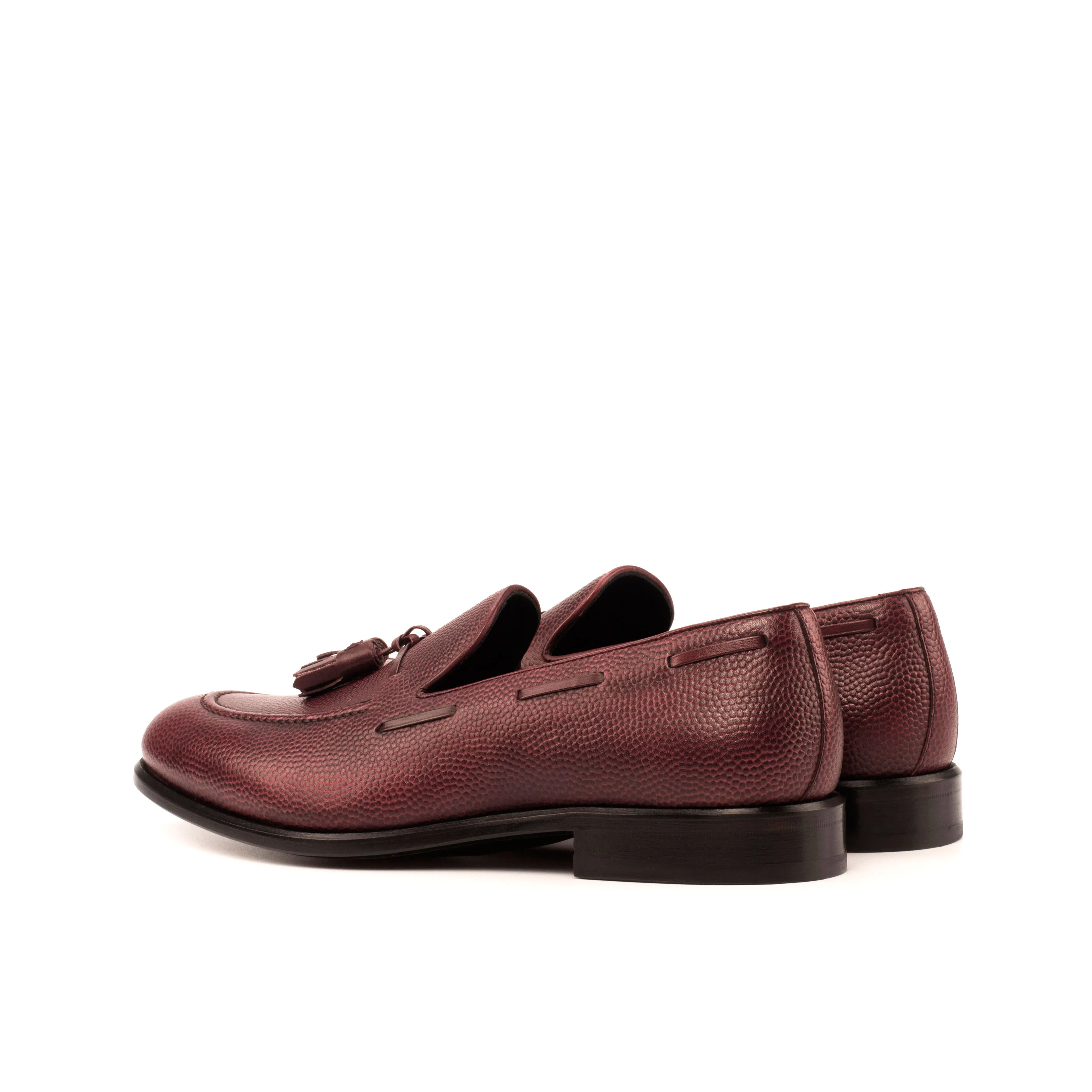 DapperFam Luciano in Burgundy Men's Italian Leather & Italian Pebble Grain Leather Loafer