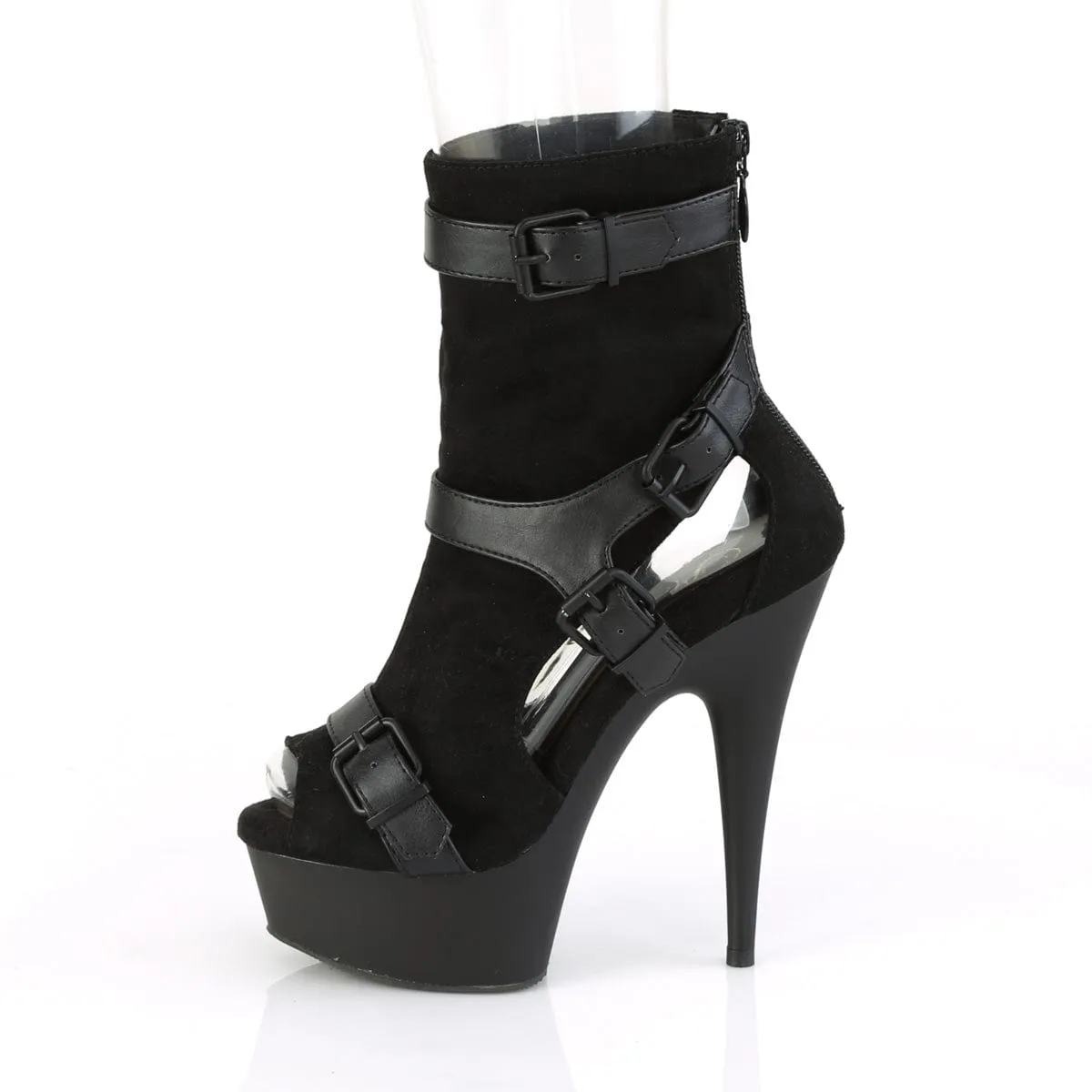 DELIGHT-1037 Black Faux Suede-Faux Leather/Black Matte