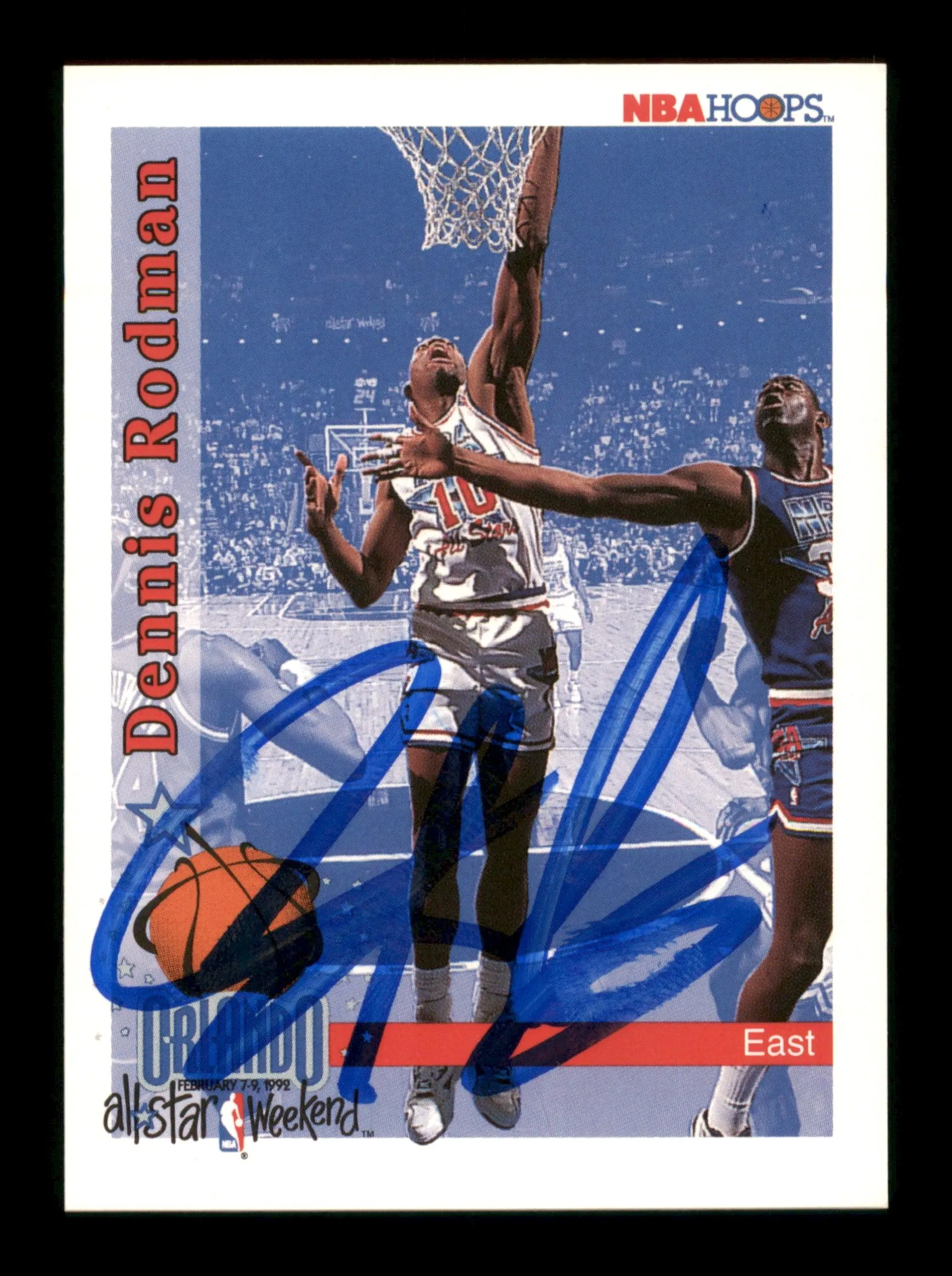 Dennis Rodman Autographed 1992-93 Hoops Card #302 Detroit Pistons SKU #190480