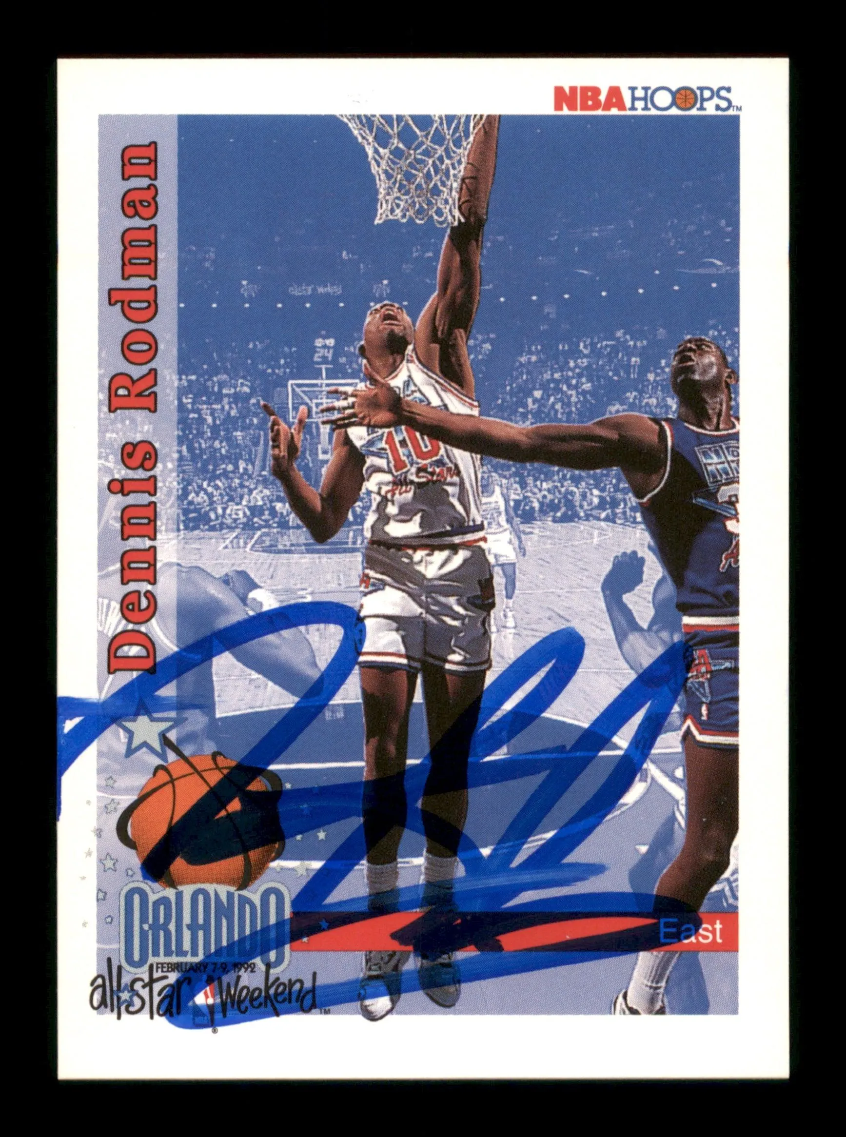 Dennis Rodman Autographed 1992-93 Hoops Card #302 Detroit Pistons SKU #190482