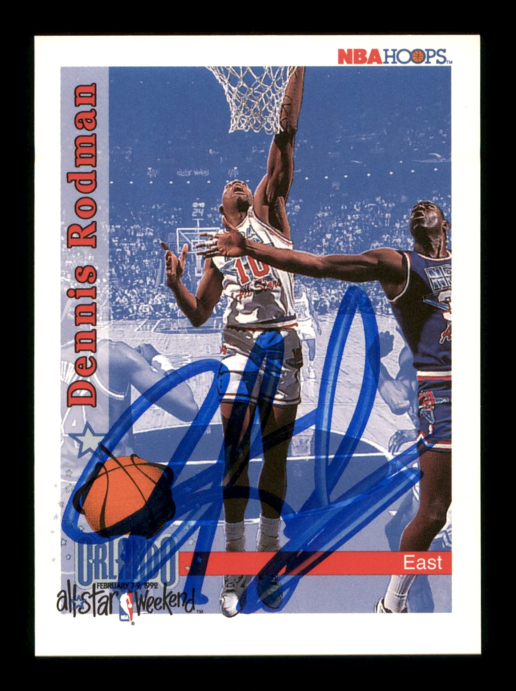 Dennis Rodman Autographed 1992-93 Hoops Card #302 Detroit Pistons SKU #190484