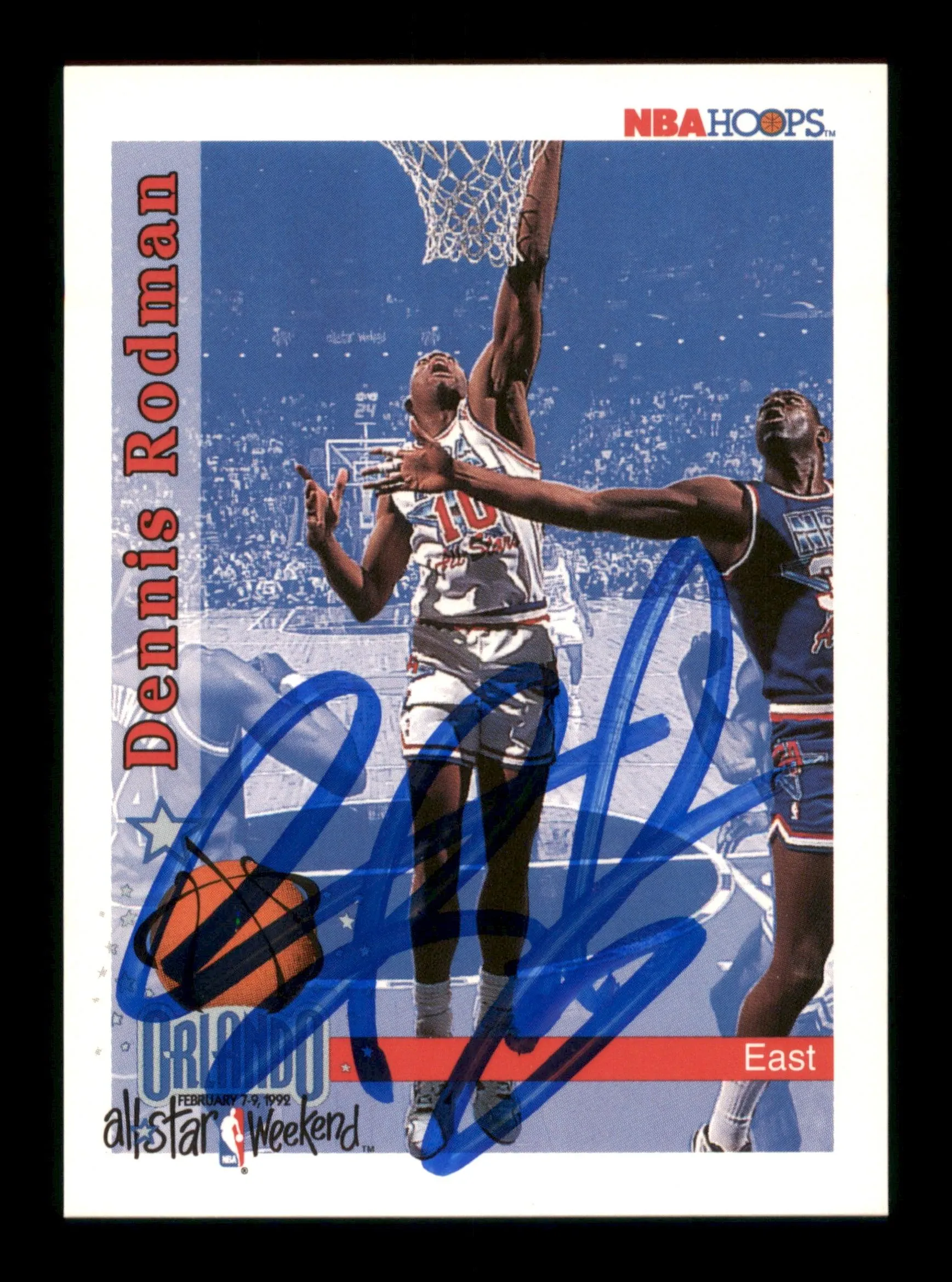 Dennis Rodman Autographed 1992-93 Hoops Card #302 Detroit Pistons SKU #190486