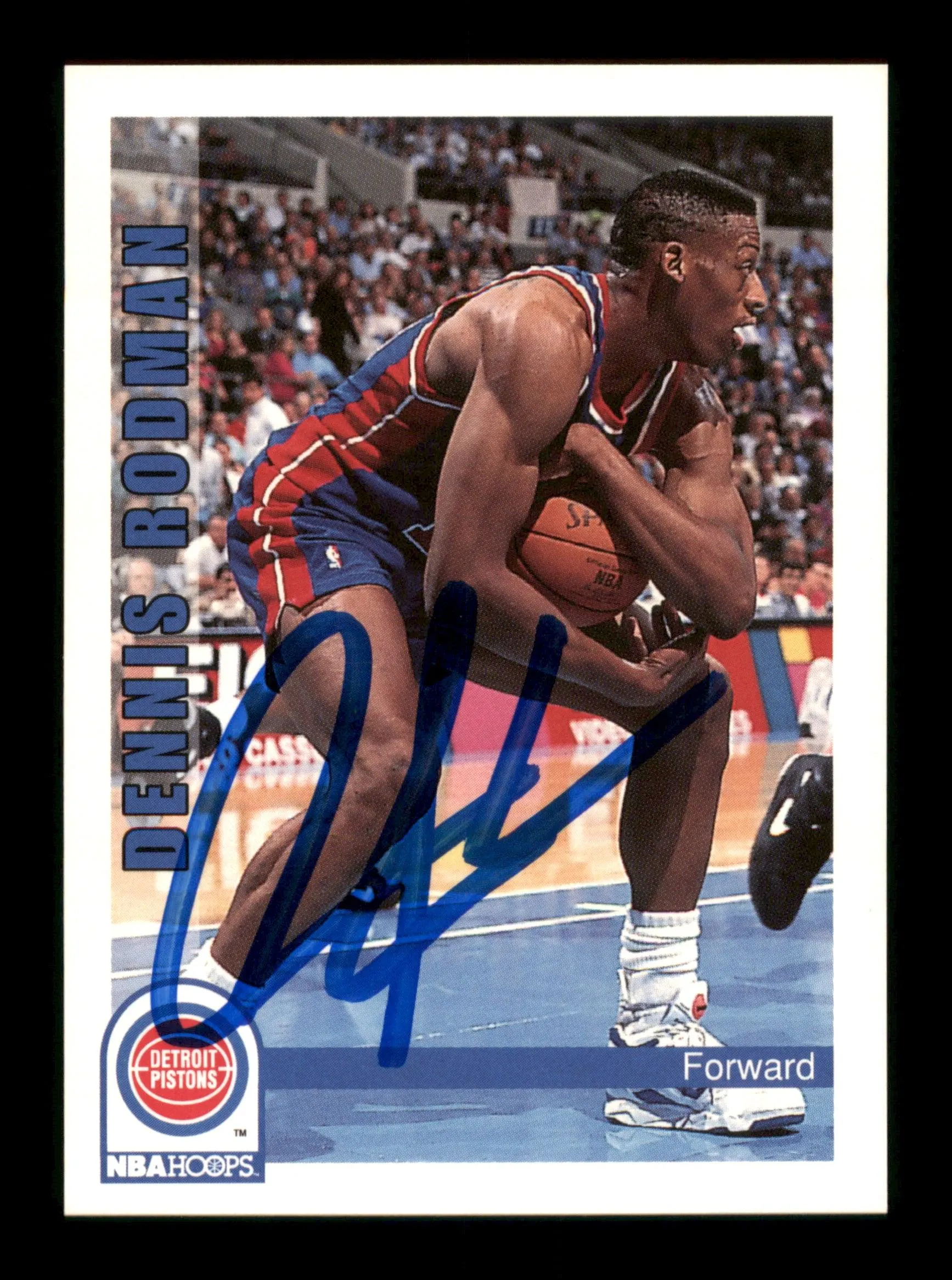 Dennis Rodman Autographed 1992-93 Hoops Card #66 Detroit Pistons SKU #190479