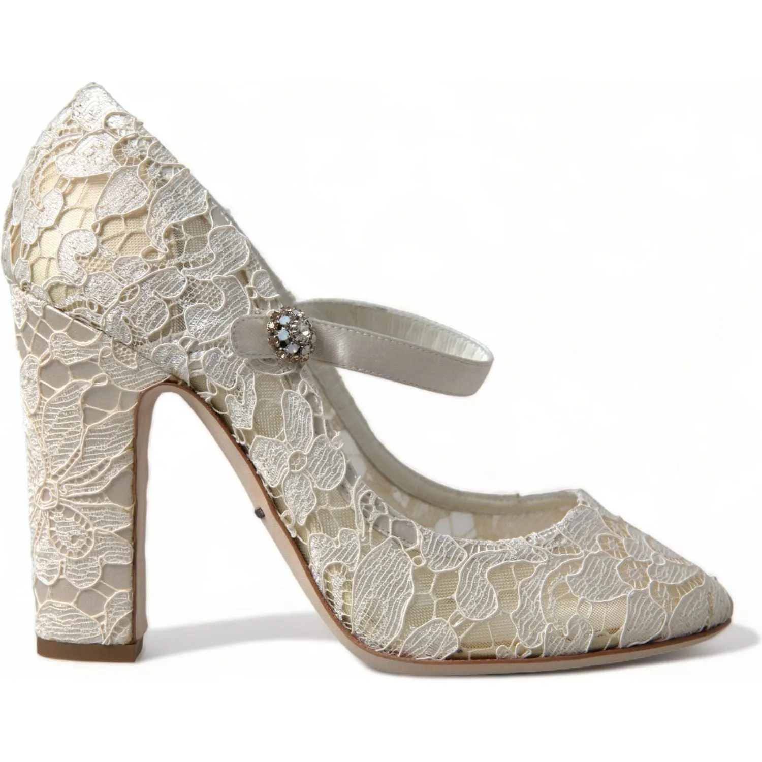 Dolce & Gabbana Chic Lace Block Heels Sandals in Cream White