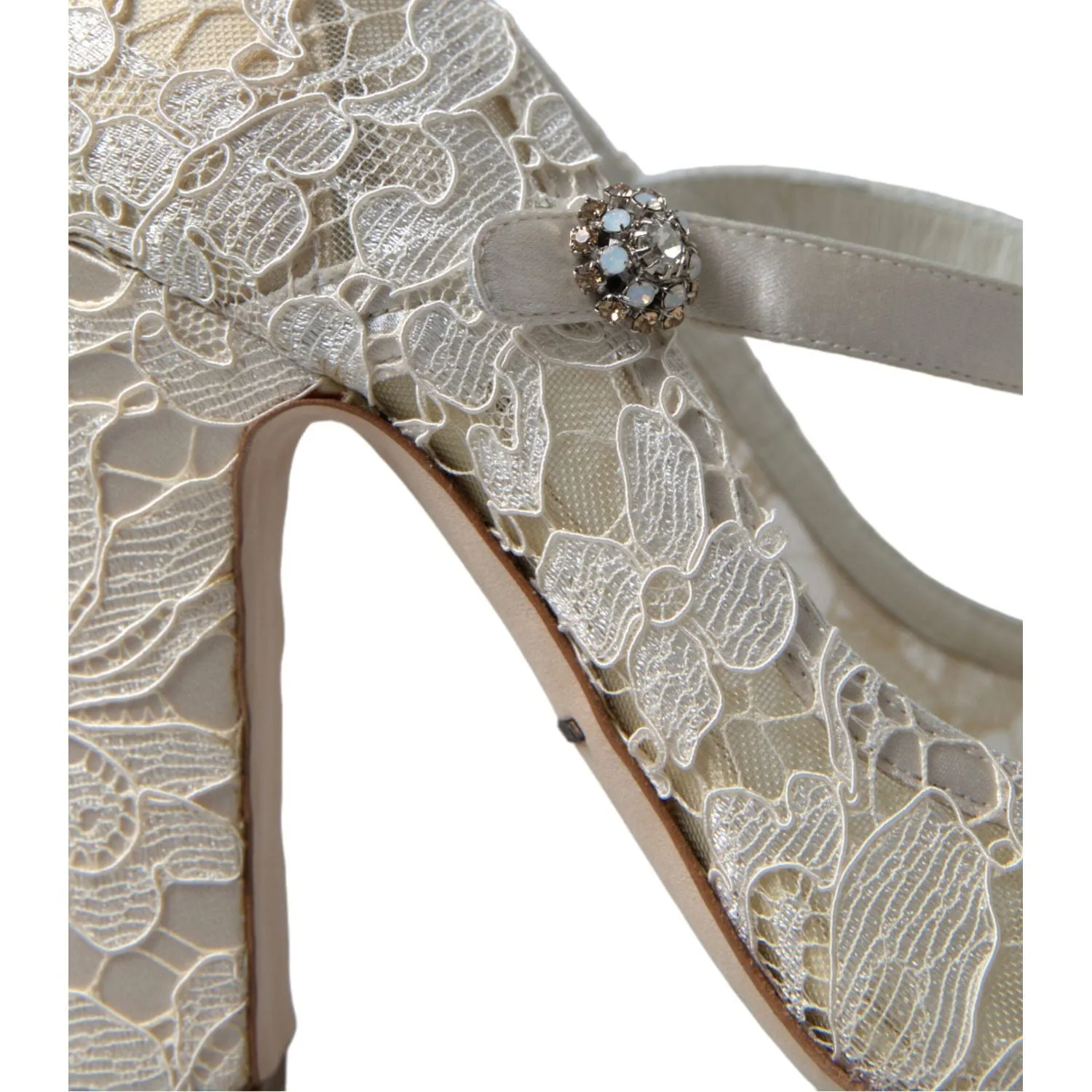 Dolce & Gabbana Chic Lace Block Heels Sandals in Cream White