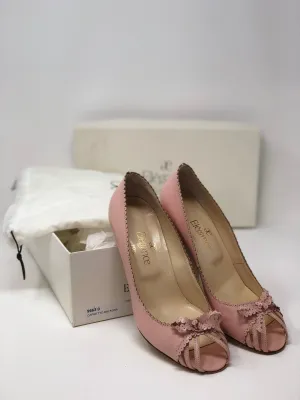 Elegance Paris Peep Toe Heels Leather Pink Size 36 (UK3.5)