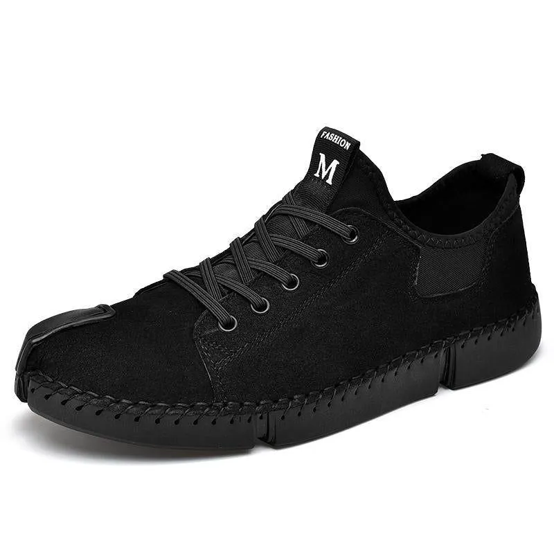 Flat Breathable Sneakers Black Men's Casual Shoes