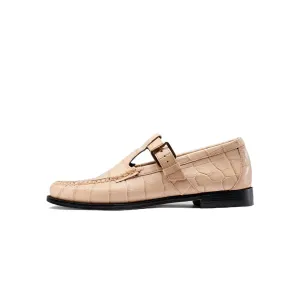 G.H. Bass Womens Mary Jane Croc Weejun Loafers 'Beige'