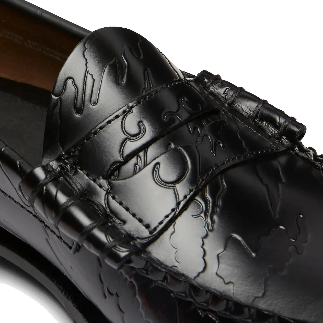 G.H.Bass x Maharishi Larson Penny Loafers Black Embossed Leather