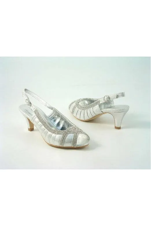 Glitz Shoes Leona Sabatine Diamante Metallic Peep Toe Shoe