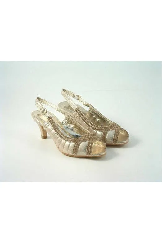 Glitz Shoes Leona Sabatine Diamante Metallic Peep Toe Shoe