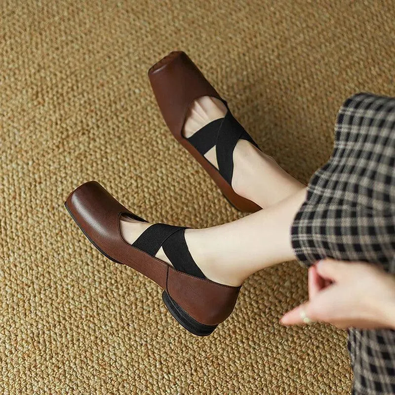 Handmade Leather High Heels Women's Casual Shoes - AZ325 Loafers