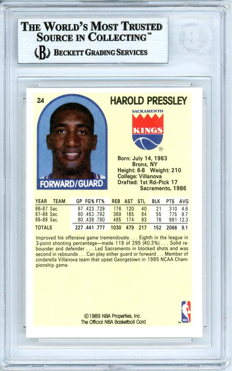 Harold Pressley Autographed 1989-90 Hoops Card #24 Sacramento Kings Beckett BAS #10739163