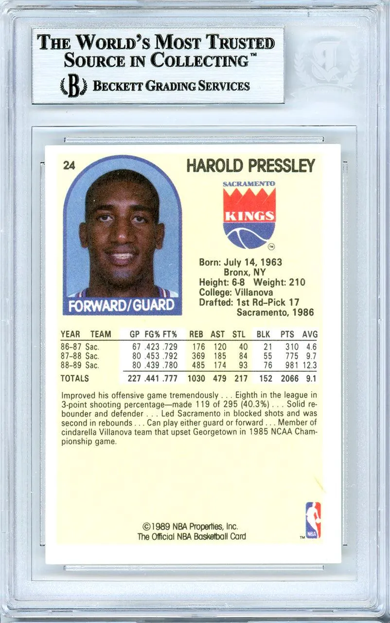 Harold Pressley Autographed 1989-90 Hoops Card #24 Sacramento Kings Beckett BAS #10739164