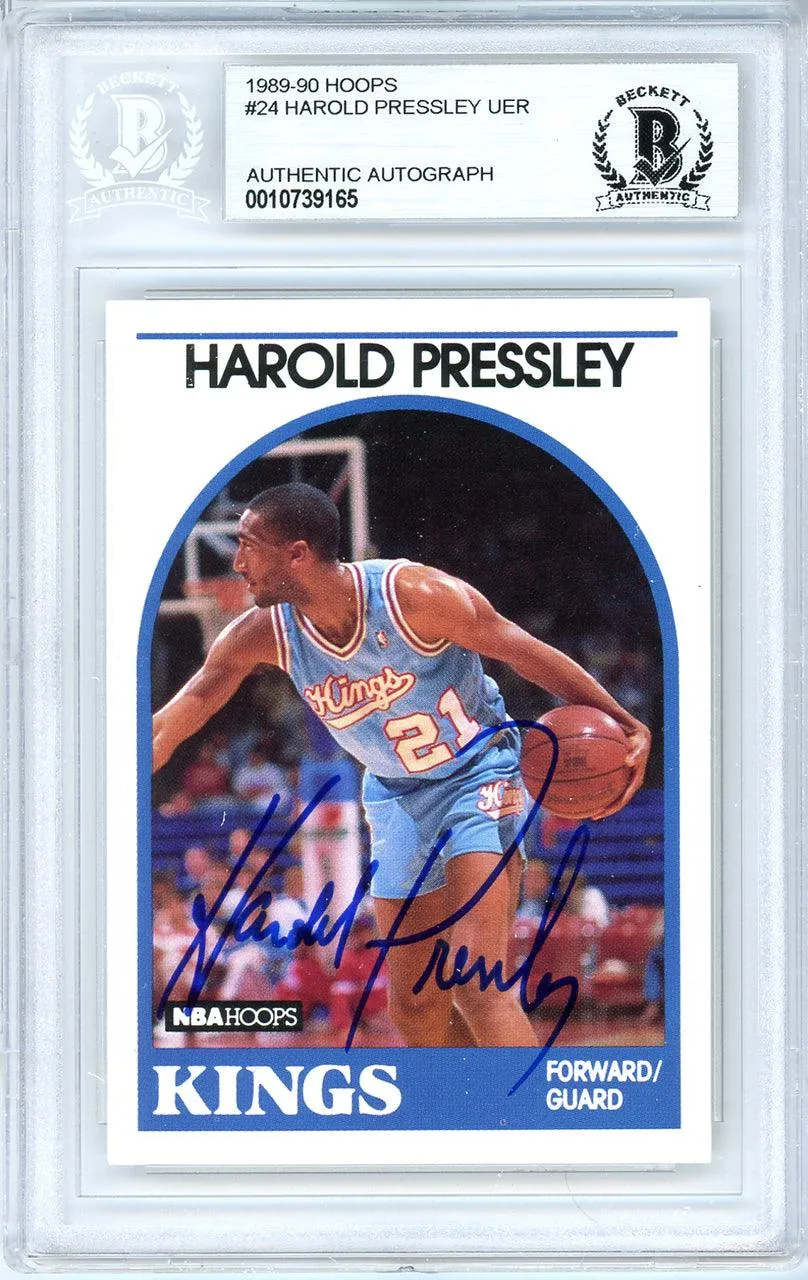 Harold Pressley Autographed 1989-90 Hoops Card #24 Sacramento Kings Beckett BAS #10739165