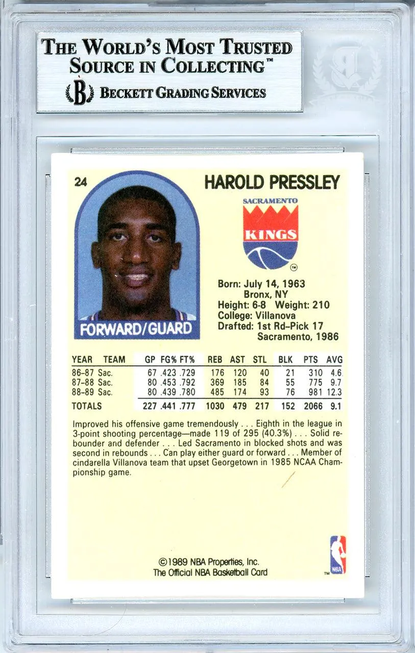 Harold Pressley Autographed 1989-90 Hoops Card #24 Sacramento Kings Beckett BAS #10739165