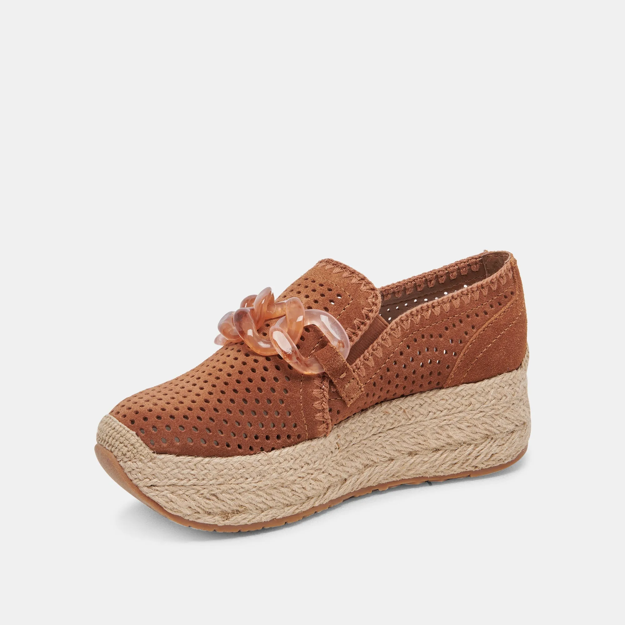 JHENEE ESPADRILLE SNEAKERS PECAN PERFORATED SUEDE - re:vita