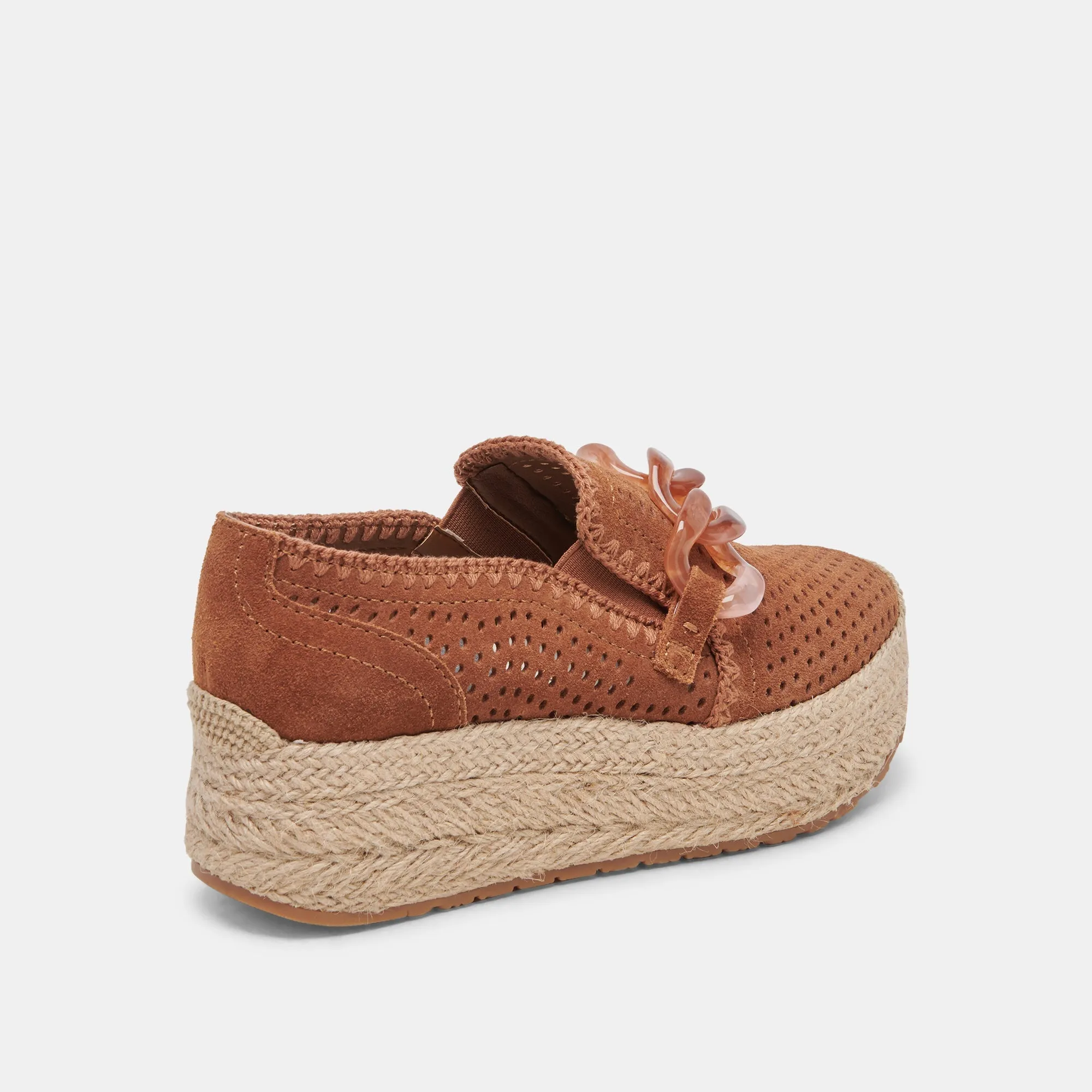 JHENEE ESPADRILLE SNEAKERS PECAN PERFORATED SUEDE - re:vita