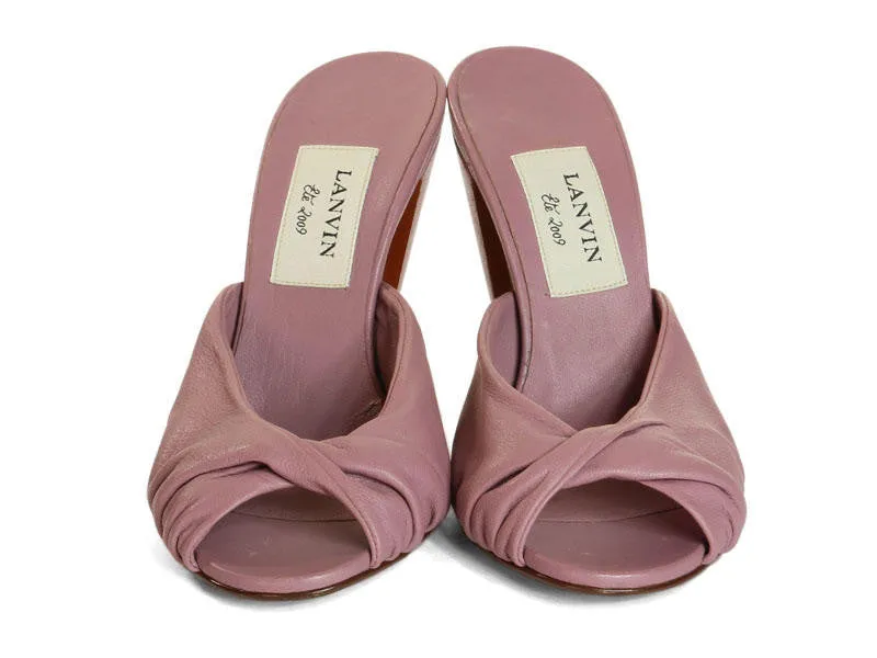 Lanvin Mauve Peep Toe Mules