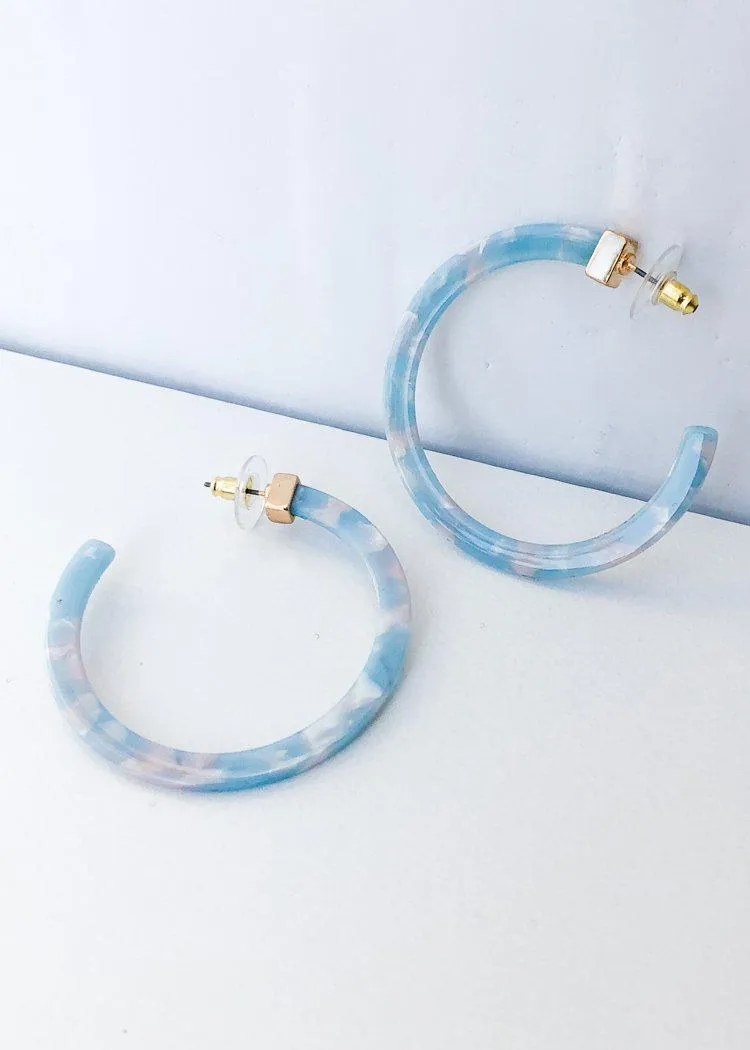 Layna Resin Hoops- Aqua/Pink