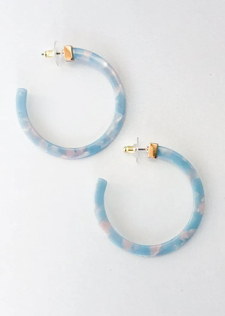 Layna Resin Hoops- Aqua/Pink