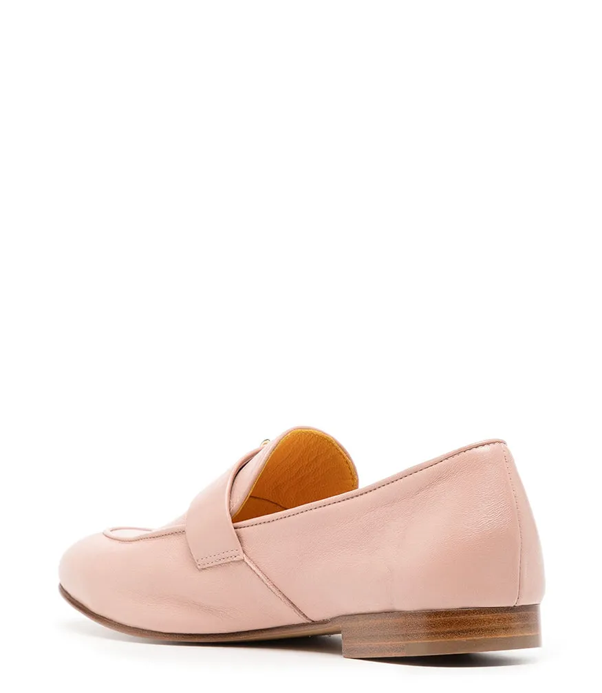 Light Pink Leather Lock Flat Loafer