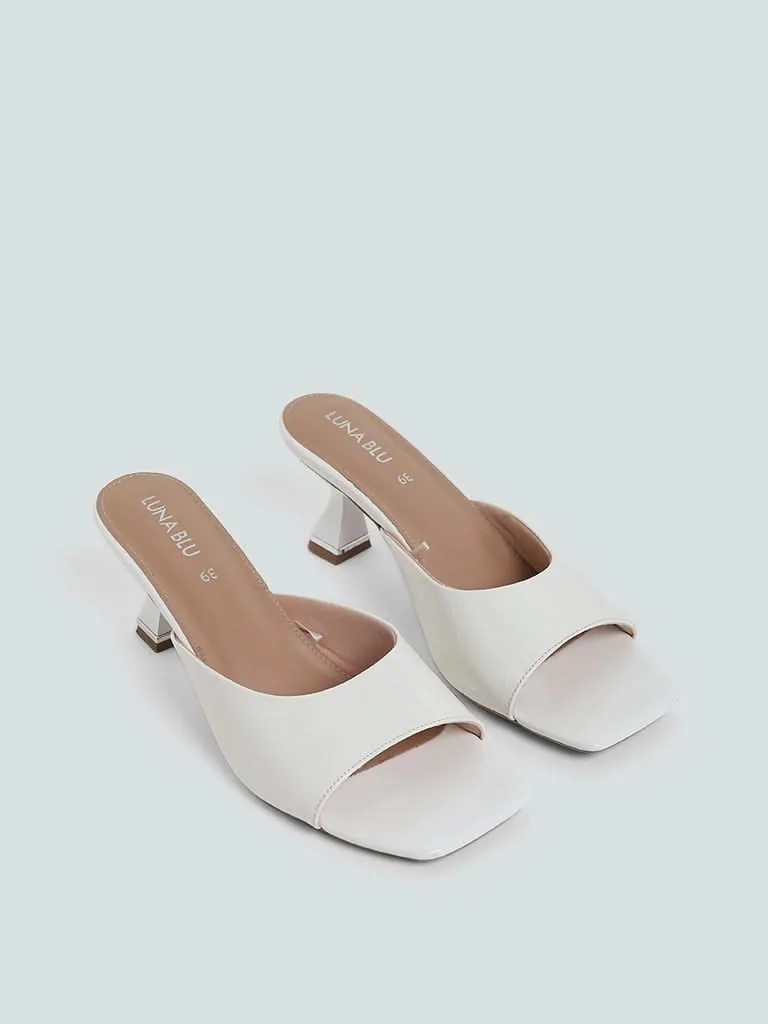 LUNA BLU White Open Toe Heels Sandals