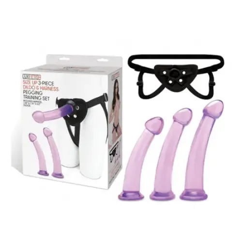 Lux Fetish Size Up 3-Piece Dildo & Harness Pegging Training Set