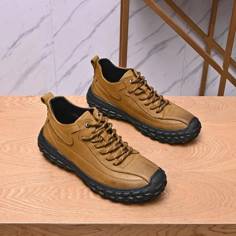 Men's Casual Shoes: Handmade Leather Hiking Sneakers - TSS185