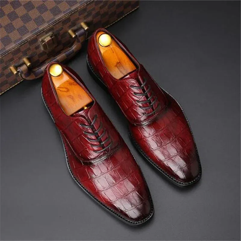 Men's Formal Shoes - Crocodile Grain Leather Shoes - TSS350