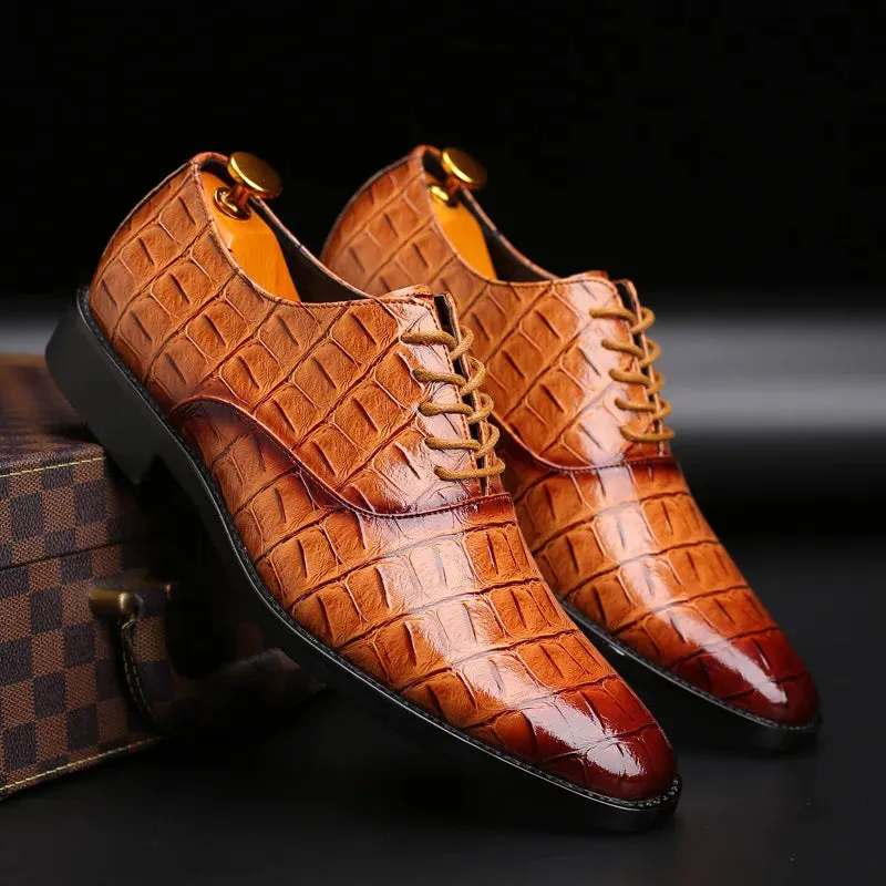 Men's Formal Shoes - Crocodile Grain Leather Shoes - TSS350