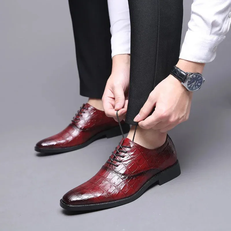 Men's Formal Shoes - Crocodile Grain Leather Shoes - TSS350