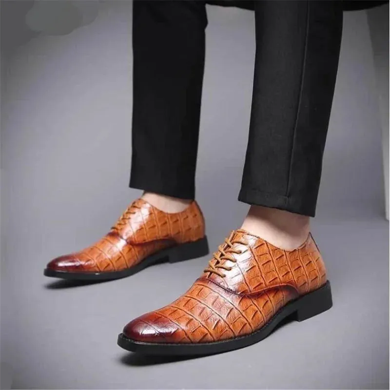 Men's Formal Shoes - Crocodile Grain Leather Shoes - TSS350