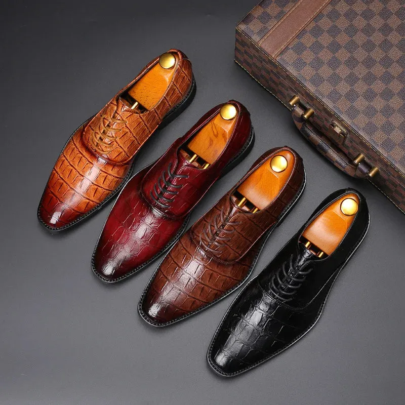 Men's Formal Shoes - Crocodile Grain Leather Shoes - TSS350