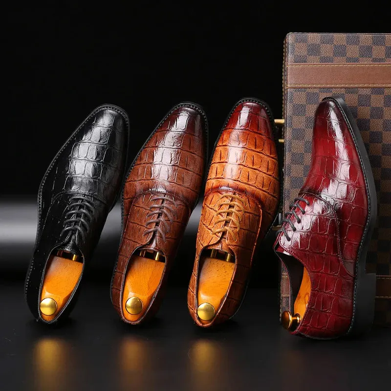 Men's Formal Shoes - Crocodile Grain Leather Shoes - TSS350