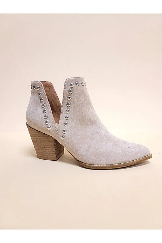 Misty - Elegant Side cut Stud Booties For Women