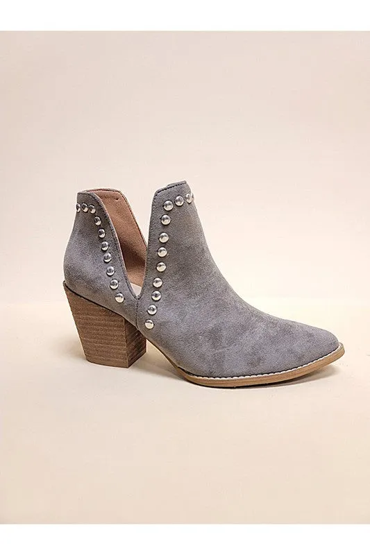 Misty - Elegant Side cut Stud Booties For Women