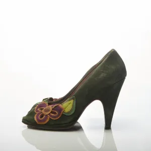 Miu Miu Green Suede Peep Toe Heels IT39