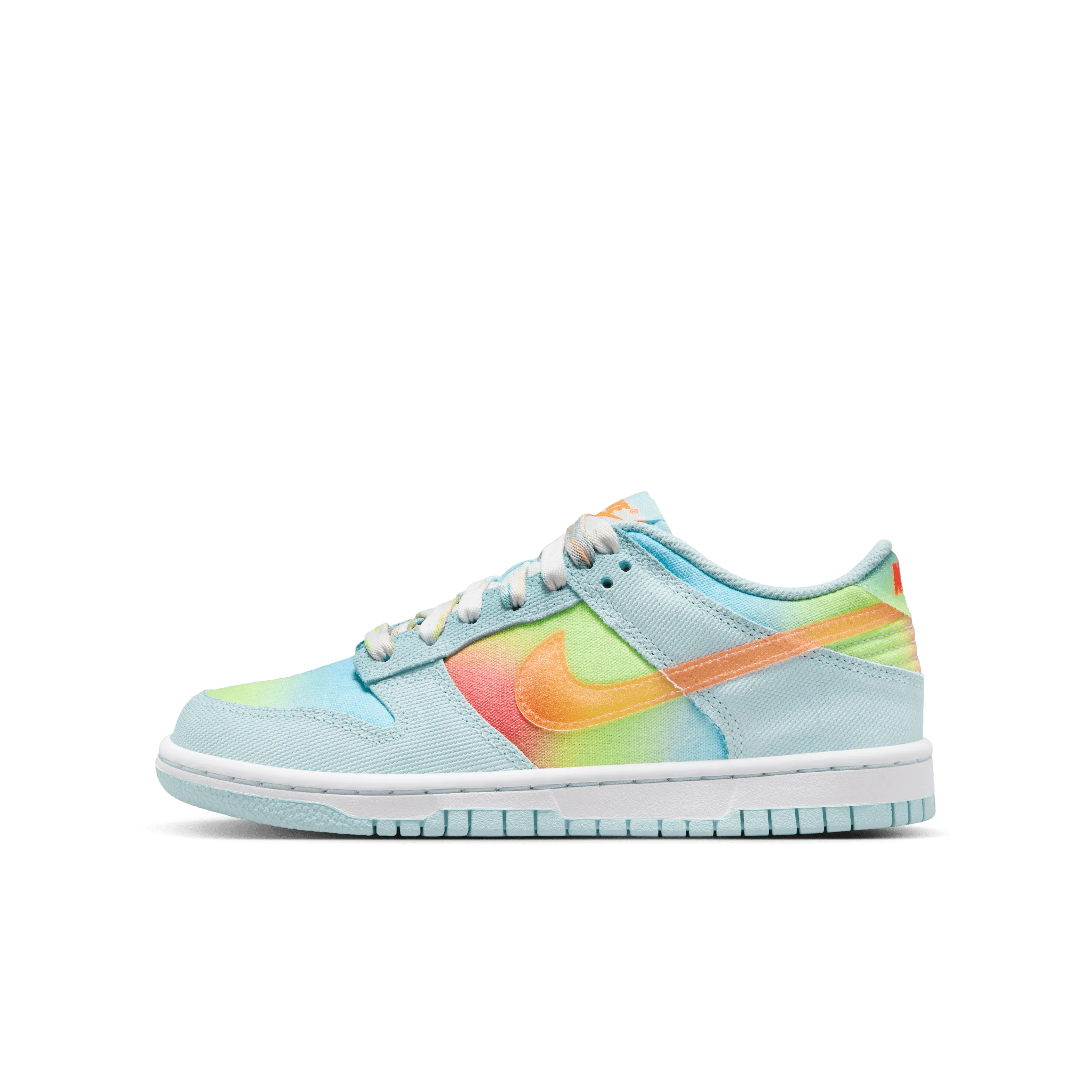 Nike Big Kid's Dunk Low Shoes - Glacier Blue/Total Orange/Lemon Twist