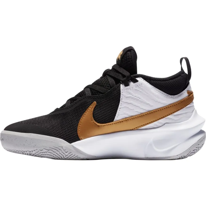 Nike Black/Metallic Gold/White/Photon Dust Team Hustle D10 Youth Sneaker