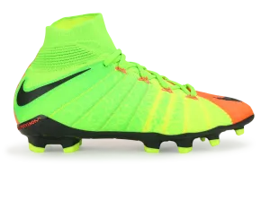 Nike Kids Hypervenom Phantom III Dynamic Fit FG Electric Green/Black/Hyper Orange