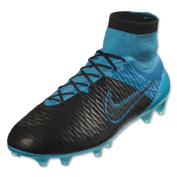 Nike Men's Magista Obra Leather FG Black/Torquoise Blue/Black