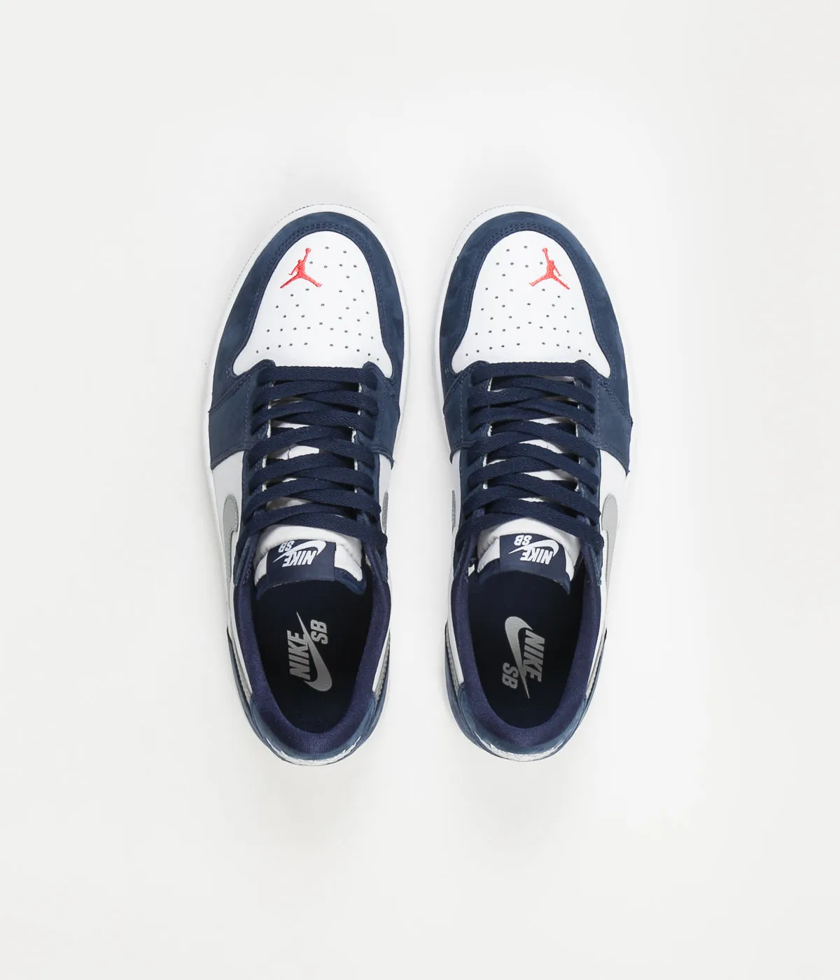 Nike SB Air Jordan 1 Low Shoes - Midnight Navy / Metallic Silver - White