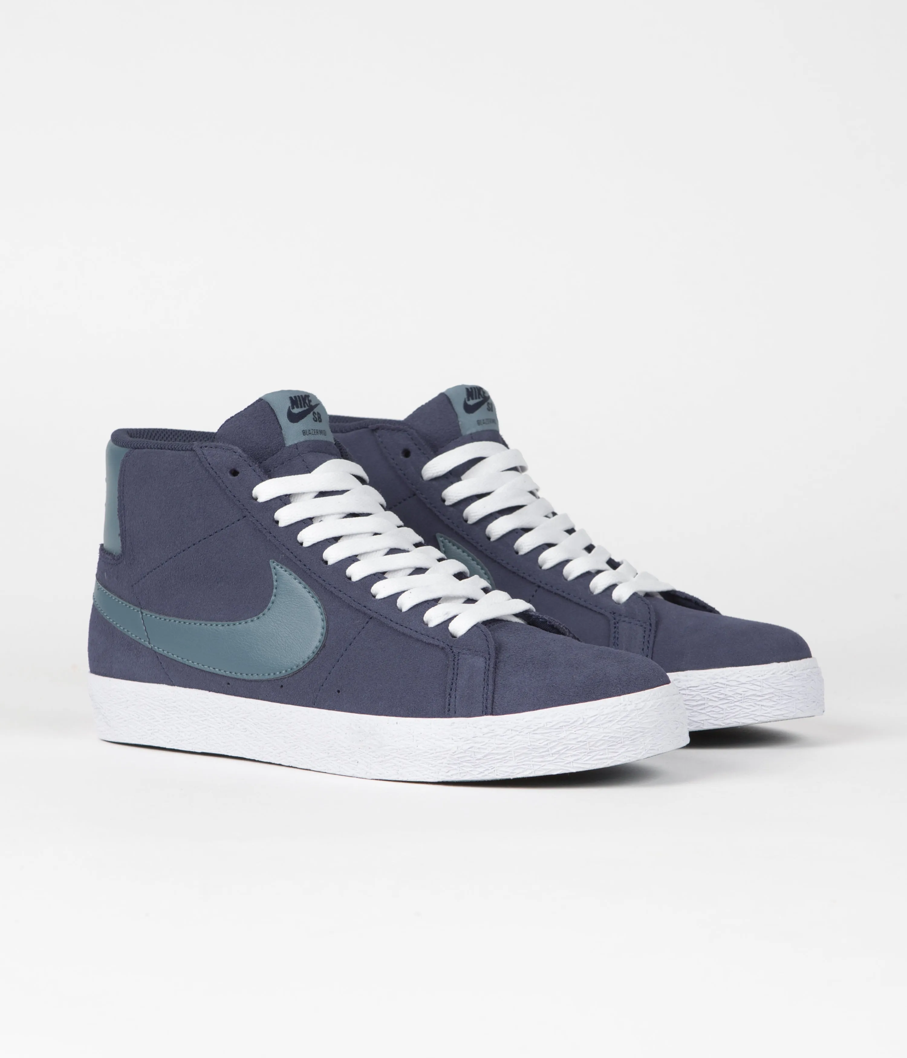 Nike SB Blazer Mid Shoes - Midnight Navy / Noise Aqua - Midnight Navy