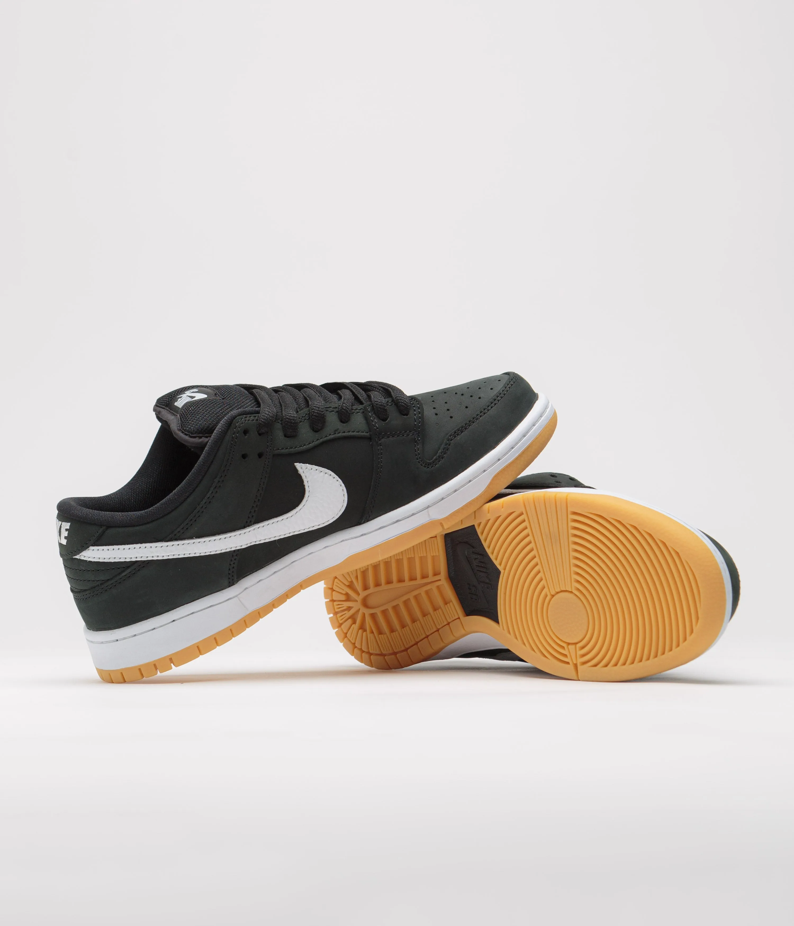 Nike SB Dunk Low Pro Shoes - Black / White - Black - Gum Light Brown