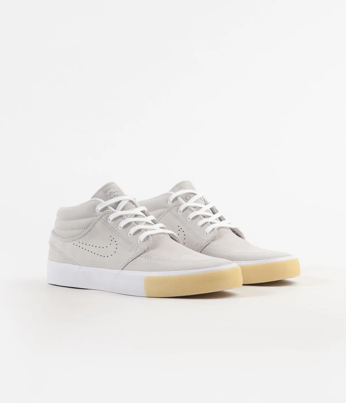 Nike SB Janoski Mid Remastered Shoes - White / White - Vast Grey - Gum Yellow