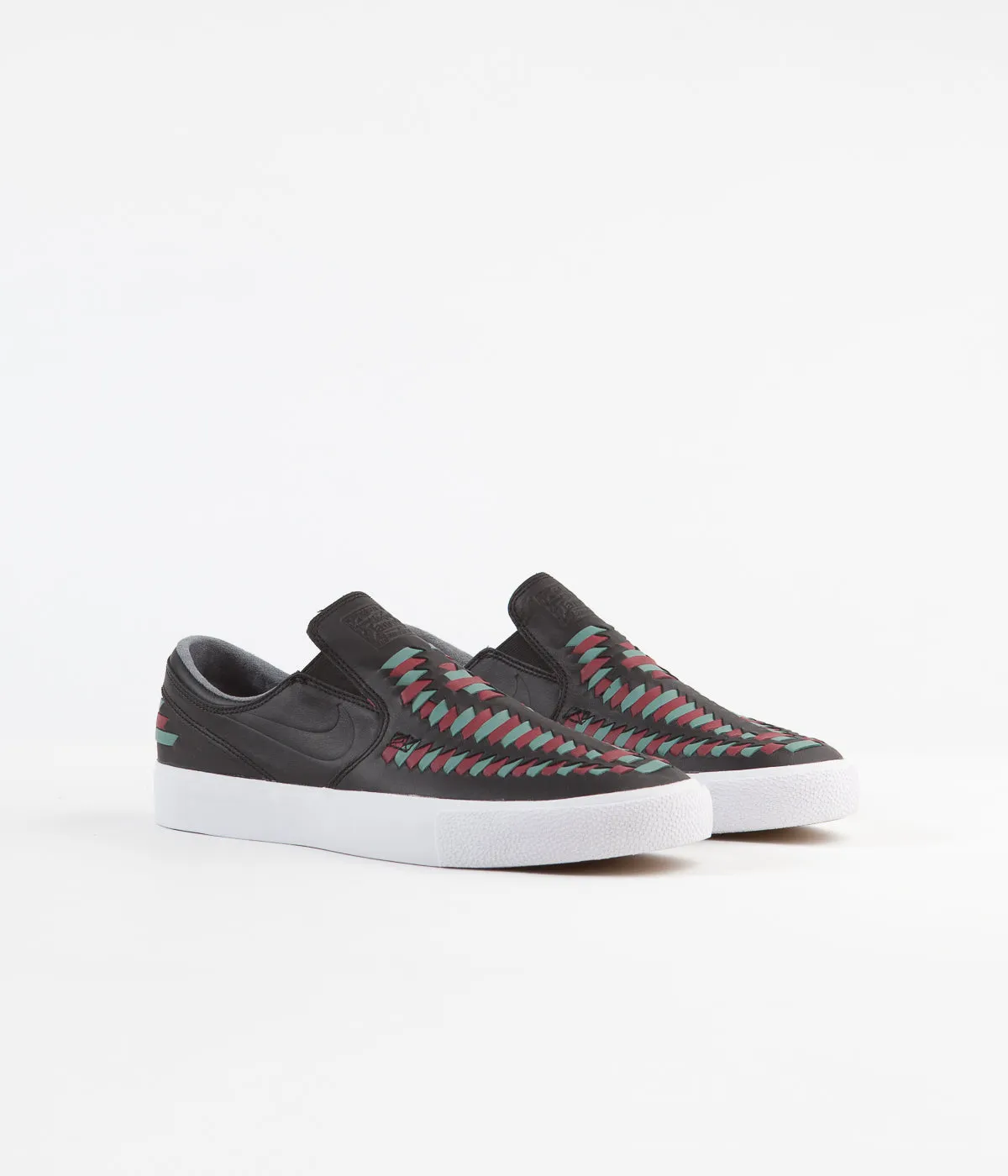 Nike SB Janoski Slip On Remastered Crafted Shoes - Black / Black - Bicoastal - Team Red