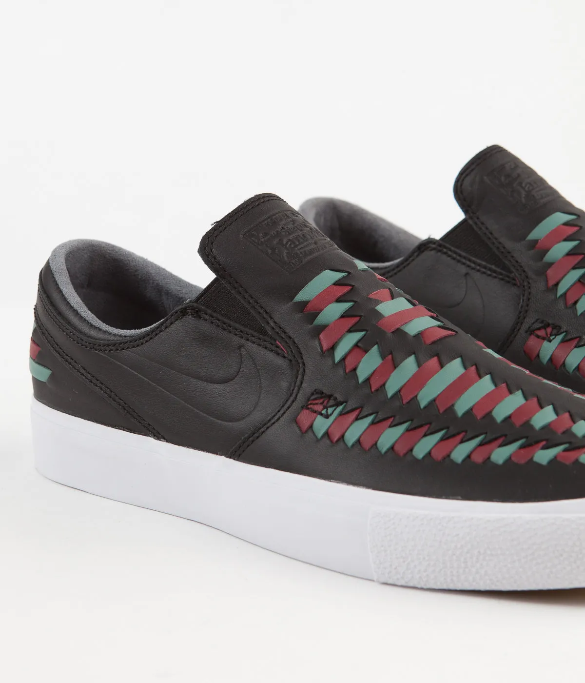 Nike SB Janoski Slip On Remastered Crafted Shoes - Black / Black - Bicoastal - Team Red